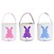 Easter Bunny Basket, 3 Pack Canvas Bunny Basket Egg Bags with Handles Printed Party Celebrate Decoration Gift Toys Carry Bucket Tote